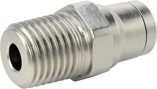 Gıda ve İçecek için Paslanmaz Çelik Push-to-Connect Bağlantı Parçası, 8 mm Dış Çaplı Boru x 1/4 NPT Erkek için Düz Adaptör