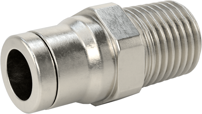 Gıda ve İçecek için Paslanmaz Çelik Push-to-Connect Bağlantı Parçası, 8 mm Dış Çaplı Boru x 1/4 NPT Erkek için Düz Adaptör
