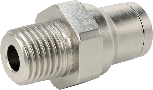 Gıda ve İçecek için Paslanmaz Çelik Push-to-Connect Bağlantı Parçası, 10 mm Boru Dış Çapı x 1/4 NPT Erkek için Düz Adaptör