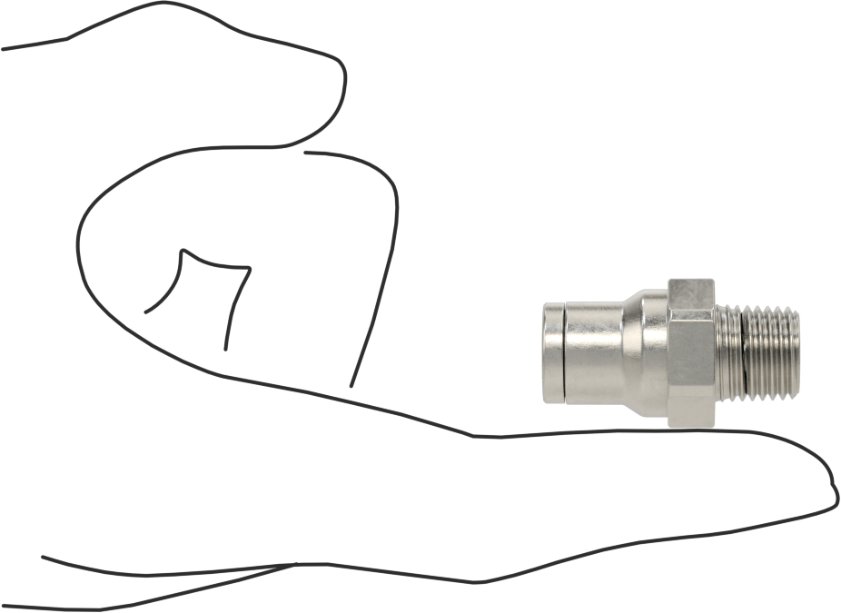 Gıda ve İçecek için Paslanmaz Çelik Push-to-Connect Bağlantı Parçası, 10 mm Boru Dış Çapı x 1/4 NPT Erkek için Düz Adaptör