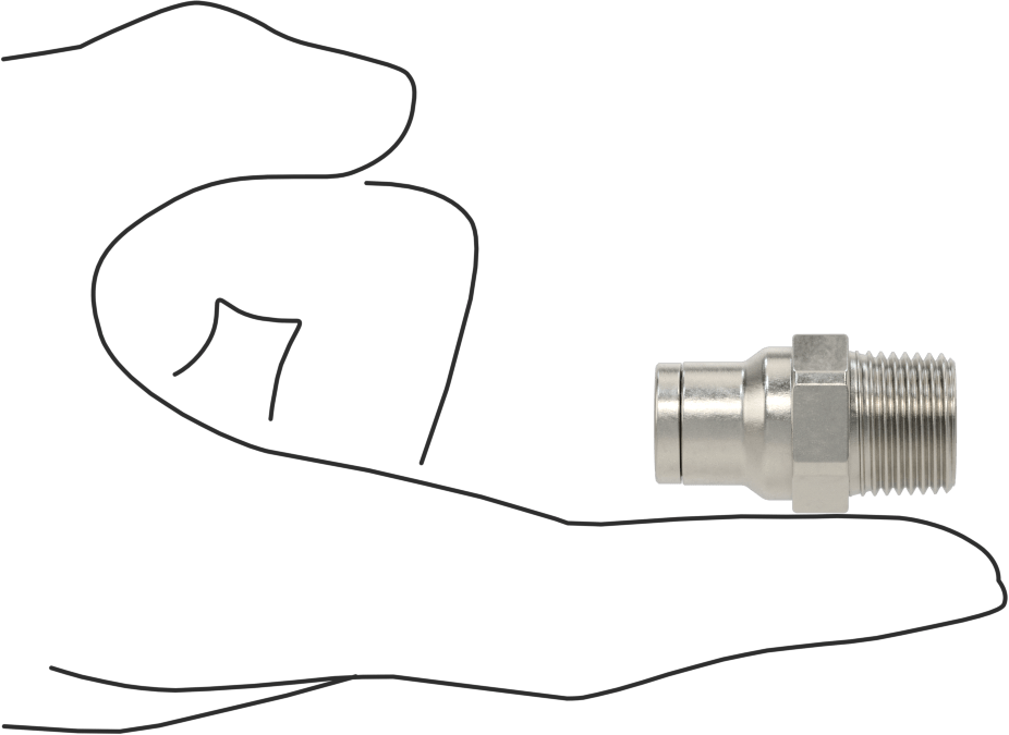Gıda ve İçecek için Paslanmaz Çelik Push-to-Connect Bağlantı Parçası, 10 mm Boru Dış Çapı x 3/8 NPT Erkek için Düz Adaptör