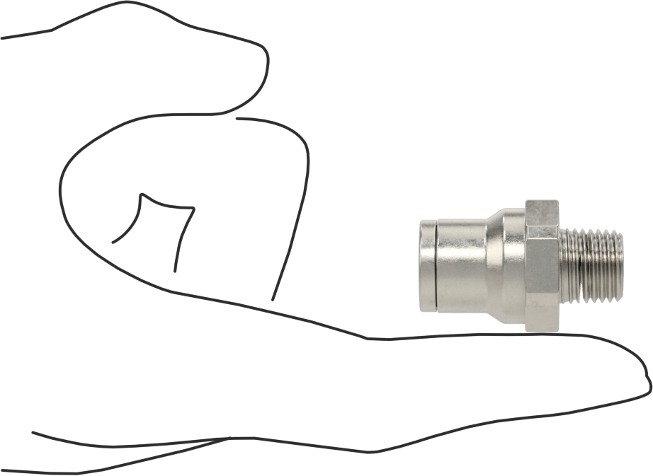 Gıda ve İçecek için Paslanmaz Çelik Push-to-Connect Bağlantı Parçası, 12 mm Boru Dış Çapı x 1/4 NPT Erkek için Düz Adaptör