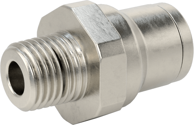 Gıda ve İçecek için Paslanmaz Çelik Push-to-Connect Bağlantı Parçası, 12 mm Boru Dış Çapı x 1/4 NPT Erkek için Düz Adaptör