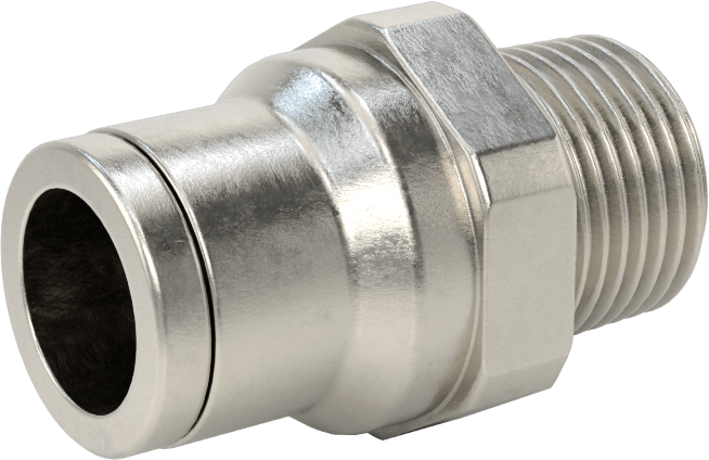 Gıda ve İçecek için Paslanmaz Çelik Push-to-Connect Bağlantı Parçası, 12 mm Boru Dış Çapı x 3/8 NPT Erkek için Düz Adaptör