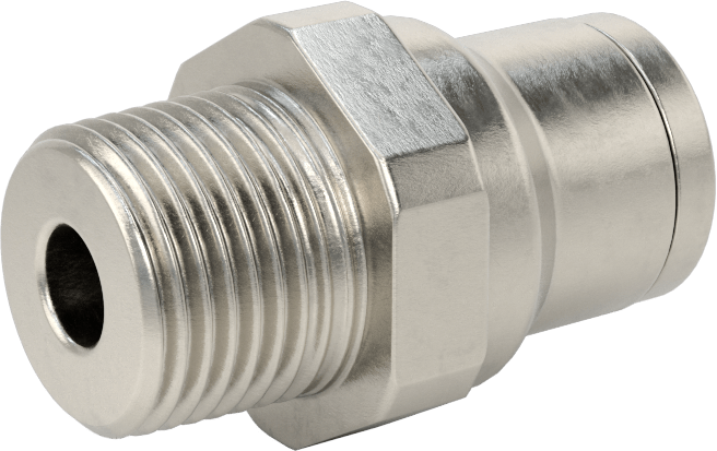 Gıda ve İçecek için Paslanmaz Çelik Push-to-Connect Bağlantı Parçası, 12 mm Boru Dış Çapı x 3/8 NPT Erkek için Düz Adaptör