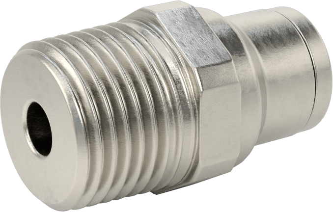 Gıda ve İçecek için Paslanmaz Çelik Push-to-Connect Bağlantı Parçası, 12 mm Boru Dış Çapı x 1/2 NPT Erkek için Düz Adaptör