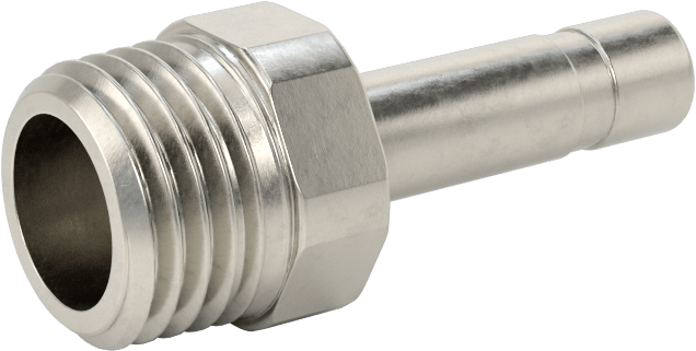 Gıda ve İçecek için Paslanmaz Çelik Push-to-Connect Bağlantı Parçası, Düz Adaptör 1/4" Boru Gövde Dış Çapı x 1/4 NPT Erkek