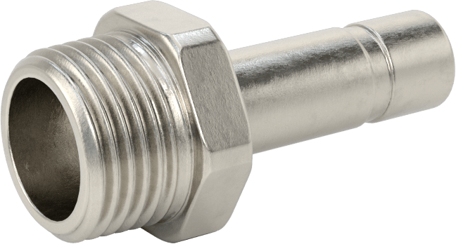 Gıda ve İçecek için Paslanmaz Çelik Push-to-Connect Bağlantı Parçası, Düz Adaptör 3/8" Boru Gövde Dış Çapı x 3/8 NPT Erkek