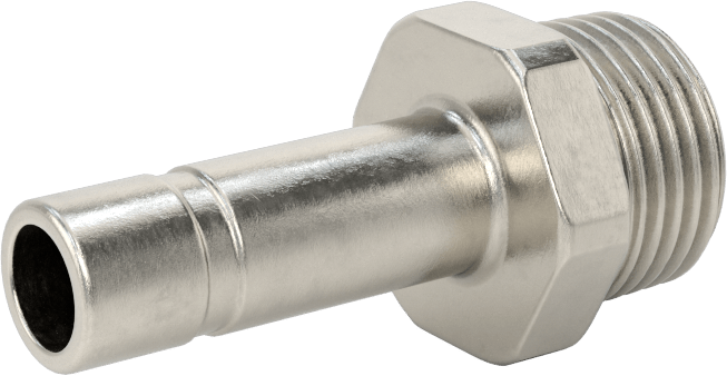 Gıda ve İçecek için Paslanmaz Çelik Push-to-Connect Bağlantı Parçası, Düz Adaptör 3/8" Boru Gövde Dış Çapı x 3/8 NPT Erkek