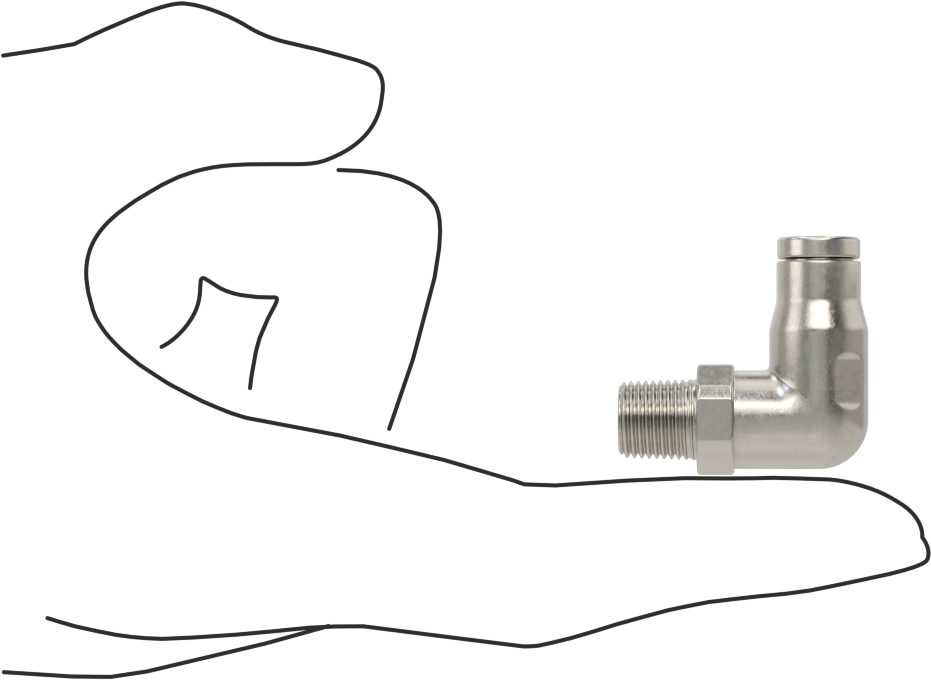 Gıda ve İçecek için Paslanmaz Çelik Push-to-Connect Bağlantı Parçası, 1/4" Dış Çaplı Boru x 1/8 NPT Erkek için Dirsek Adaptörü