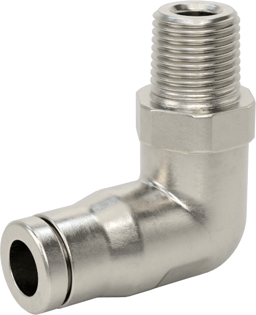 Gıda ve İçecek için Paslanmaz Çelik Push-to-Connect Bağlantı Parçası, 1/4" Dış Çaplı Boru x 1/8 NPT Erkek için Dirsek Adaptörü