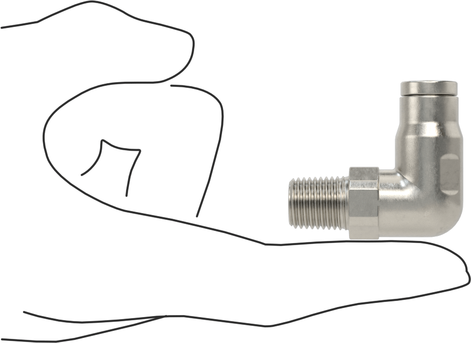 Gıda ve İçecek için Paslanmaz Çelik Push-to-Connect Bağlantı Parçası, 3/8" Dış Çaplı Boru x 1/4 NPT Erkek için Dirsek Adaptörü