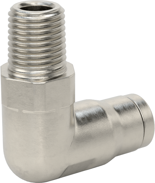 Gıda ve İçecek için Paslanmaz Çelik Push-to-Connect Bağlantı Parçası, 3/8" Dış Çaplı Boru x 1/4 NPT Erkek için Dirsek Adaptörü