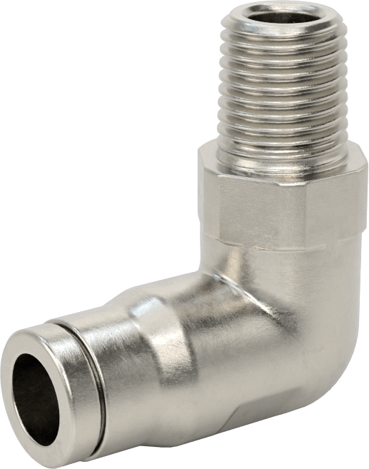 Gıda ve İçecek için Paslanmaz Çelik Push-to-Connect Bağlantı Parçası, 3/8" Dış Çaplı Boru x 1/4 NPT Erkek için Dirsek Adaptörü