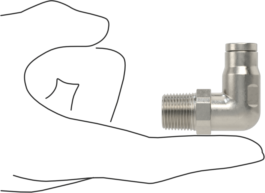 Gıda ve İçecek için Paslanmaz Çelik Push-to-Connect Bağlantı Parçası, 3/8" Dış Çaplı Boru x 3/8 NPT Erkek için Dirsek Adaptörü