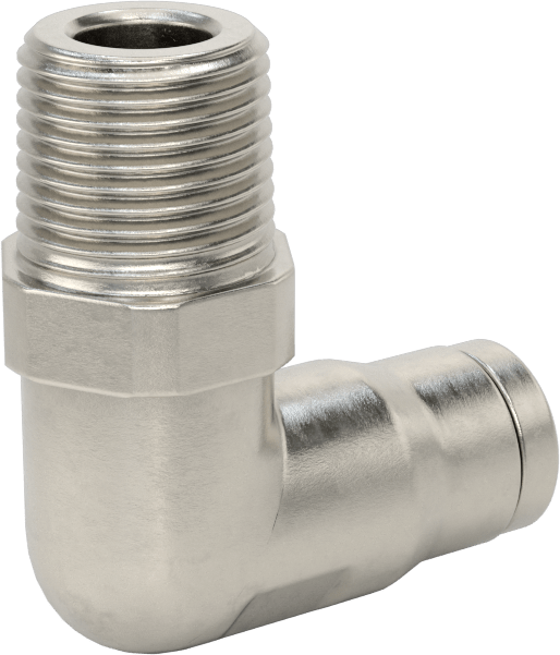 Gıda ve İçecek için Paslanmaz Çelik Push-to-Connect Bağlantı Parçası, 3/8" Dış Çaplı Boru x 3/8 NPT Erkek için Dirsek Adaptörü