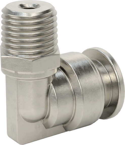 Gıda ve İçecek için Paslanmaz Çelik Push-to-Connect Bağlantı Parçası, 1/2" Dış Çaplı Boru x 1/4 NPT Erkek için Dirsek Adaptörü
