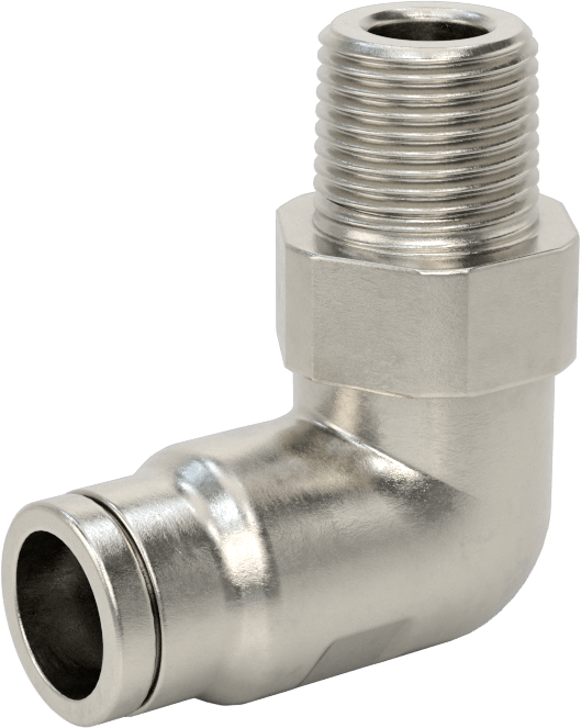 Gıda ve İçecek için Paslanmaz Çelik Push-to-Connect Bağlantı Parçası, 1/2" Dış Çaplı Boru x 3/8 NPT Erkek için Dirsek Adaptörü