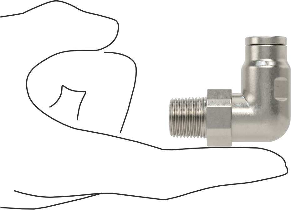 Gıda ve İçecek için Paslanmaz Çelik Push-to-Connect Bağlantı Parçası, 1/2" Dış Çaplı Boru x 3/8 NPT Erkek için Dirsek Adaptörü