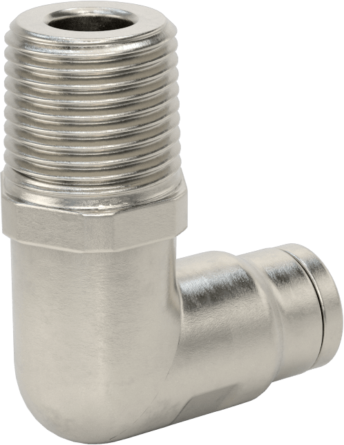 Gıda ve İçecek için Paslanmaz Çelik Push-to-Connect Bağlantı Parçası, 1/2" Dış Çap x 1/2 NPT Erkek için Dirsek Adaptörü
