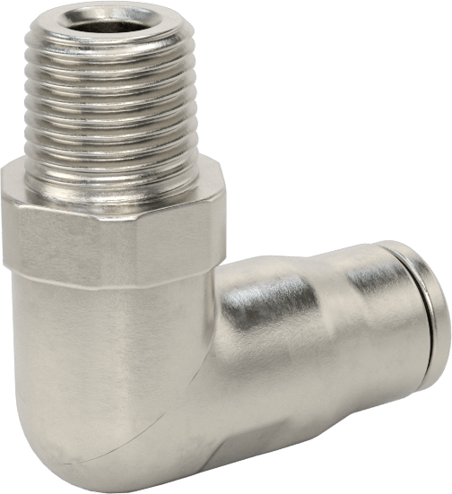 Gıda ve İçecek için Paslanmaz Çelik Push-to-Connect Bağlantı Parçası, 6 mm Dış Çaplı Boru x 1/8 NPT Erkek için Dirsek Adaptörü