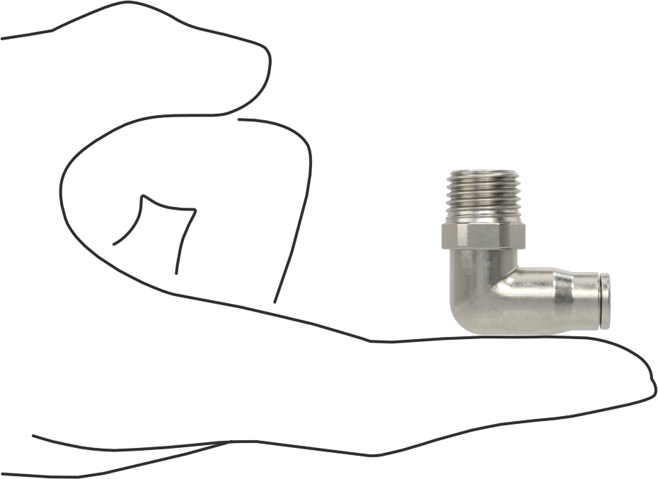 Gıda ve İçecek için Paslanmaz Çelik Push-to-Connect Bağlantı Parçası, 6 mm Dış Çaplı Boru x 1/4 NPT Erkek için Dirsek Adaptörü