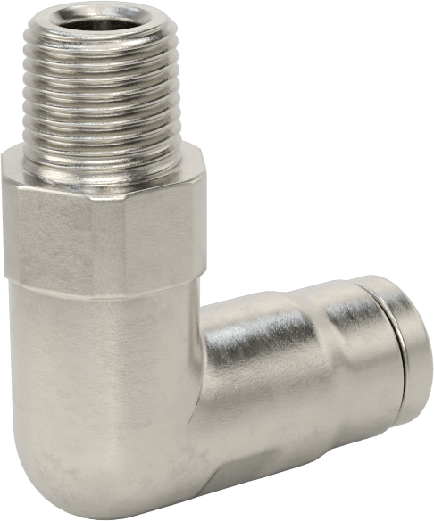 Gıda ve İçecek için Paslanmaz Çelik Push-to-Connect Bağlantı Parçası, 8 mm Dış Çaplı Boru x 1/8 NPT Erkek için Dirsek Adaptörü