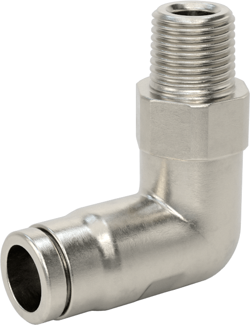 Gıda ve İçecek için Paslanmaz Çelik Push-to-Connect Bağlantı Parçası, 8 mm Dış Çaplı Boru x 1/8 NPT Erkek için Dirsek Adaptörü