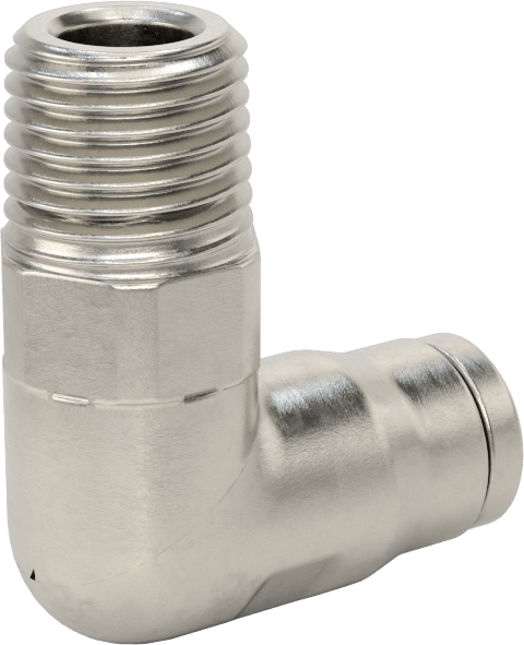 Gıda ve İçecek için Paslanmaz Çelik Push-to-Connect Bağlantı Parçası, 8 mm Dış Çaplı Boru x 1/4 NPT Erkek için Dirsek Adaptörü
