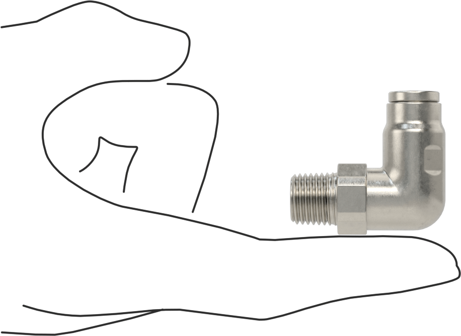 Gıda ve İçecek için Paslanmaz Çelik Push-to-Connect Bağlantı Parçası, 10 mm Dış Çaplı Boru x 1/4 NPT Erkek için Dirsek Adaptörü