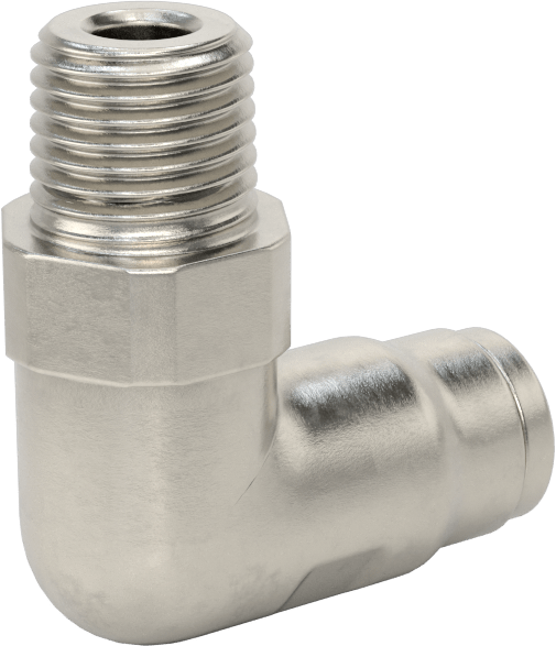 Gıda ve İçecek için Paslanmaz Çelik Push-to-Connect Bağlantı Parçası, 10 mm Dış Çaplı Boru x 1/4 NPT Erkek için Dirsek Adaptörü