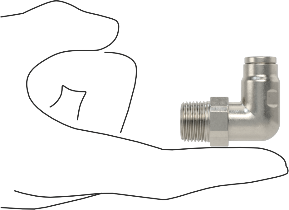 Gıda ve İçecek için Paslanmaz Çelik Push-to-Connect Bağlantı Parçası, 10 mm Dış Çaplı Boru x 3/8 NPT Erkek için Dirsek Adaptörü