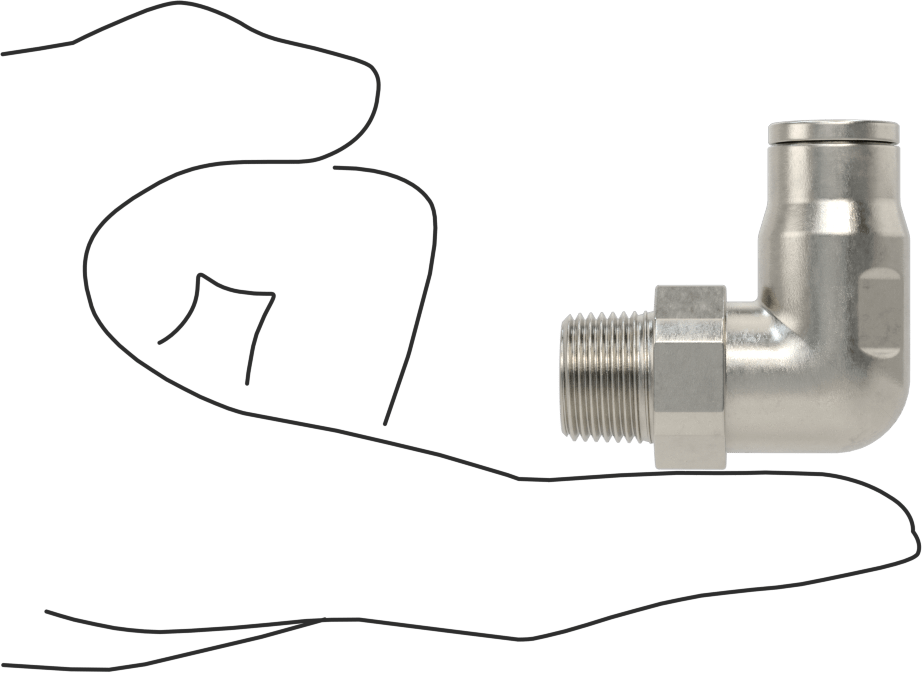Gıda ve İçecek için Paslanmaz Çelik Push-to-Connect Bağlantı Parçası, 12 mm Dış Çaplı Boru x 3/8 NPT Erkek için Dirsek Adaptörü