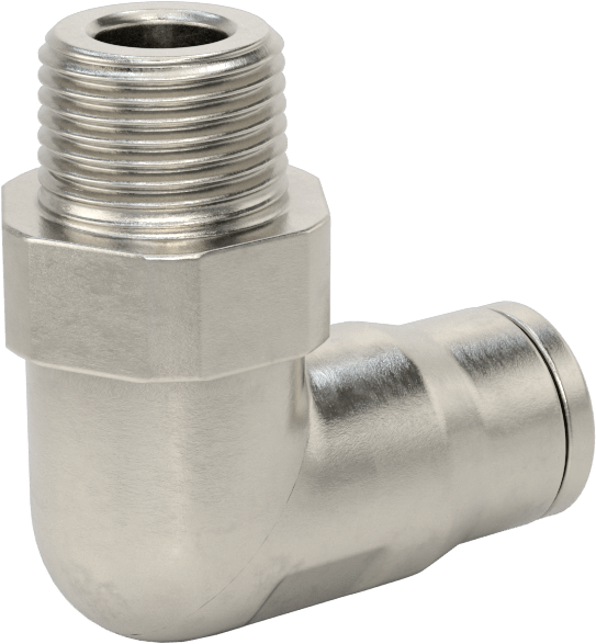 Gıda ve İçecek için Paslanmaz Çelik Push-to-Connect Bağlantı Parçası, 12 mm Dış Çaplı Boru x 3/8 NPT Erkek için Dirsek Adaptörü