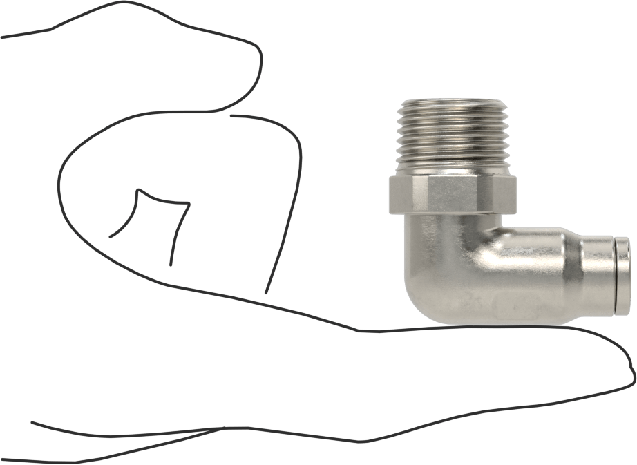 Gıda ve İçecek için Paslanmaz Çelik Push-to-Connect Bağlantı Parçası, 12 mm Dış Çaplı Boru x 1/2 NPT Erkek için Dirsek Adaptörü