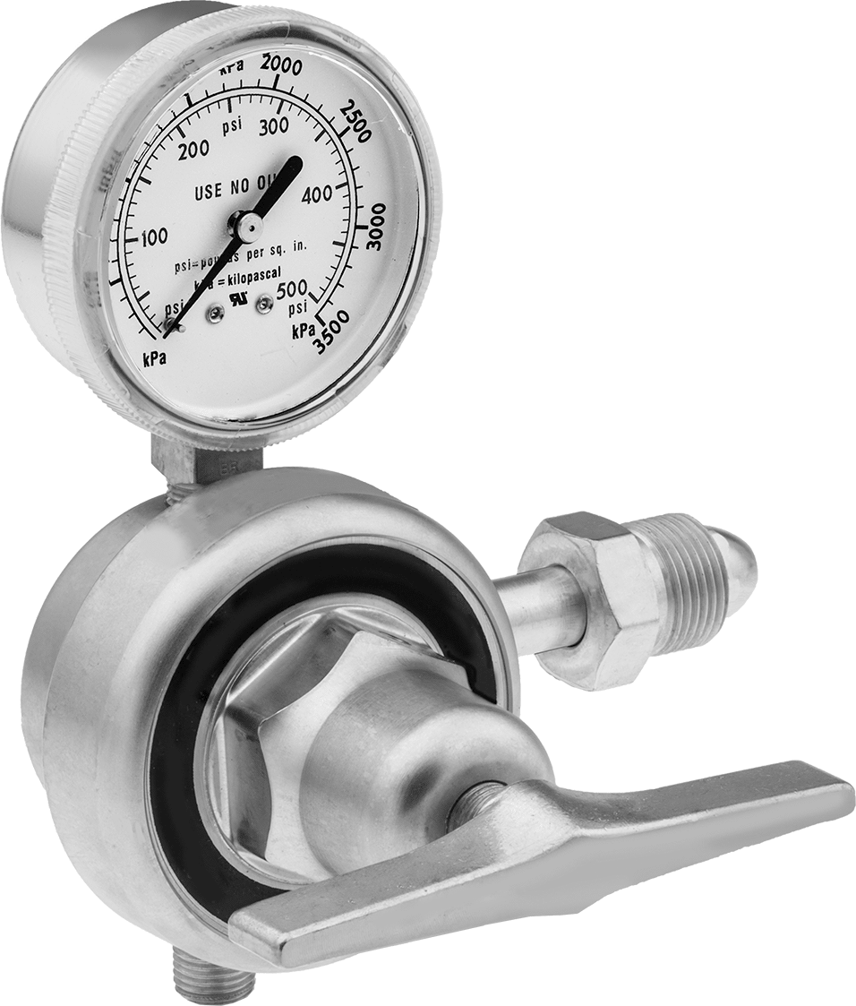 Tank Üzerine Monte Edilen Basınç Düzenleme Valfi, Kriyojenik için, CGA 580 Ngo Giriş, 0-350 PSI