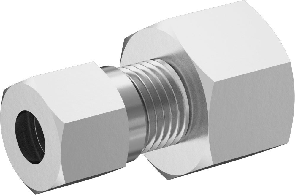 Nikel Kaplı Pirinç Sıkıştırma Bağlantı Elemanı, Düz Adaptör, 6 mm Boru Dış Çap x 1/4 Dişi BSPP