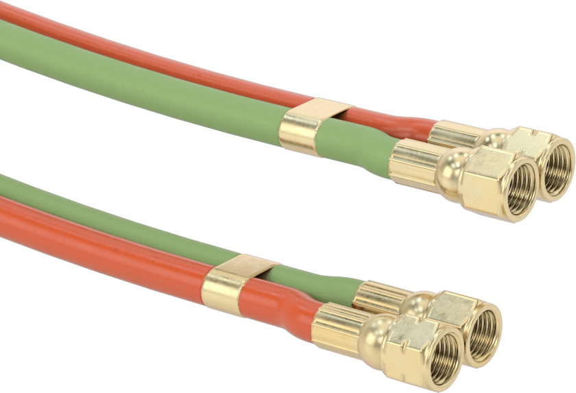 Kaynak Gaz Hortumu, Pirinç 9/16"-18 UNF Dişi Bağlantı Parçaları ile, 2 Hat, 3/16" ID