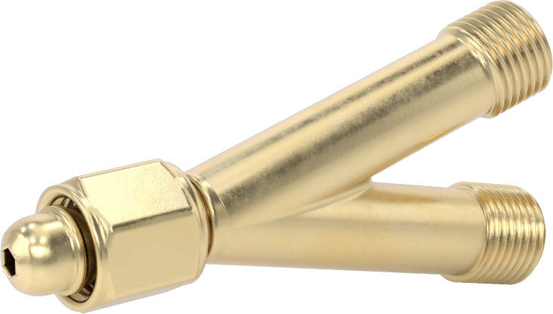 Sıkıştırılmış Gaz için Hortum Bağlantı Elemanı, Y-Adaptör, CGA-022, 9/16"-18 UN/UNF Sağ, Dişi x Erkek