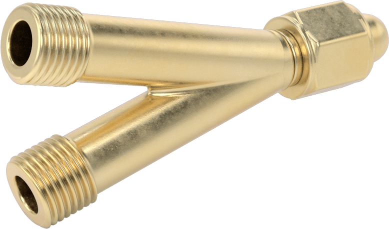 Sıkıştırılmış Gaz için Hortum Bağlantı Elemanı, Y-Adaptör, CGA-022, 9/16"-18 UN/UNF Sağ, Dişi x Erkek
