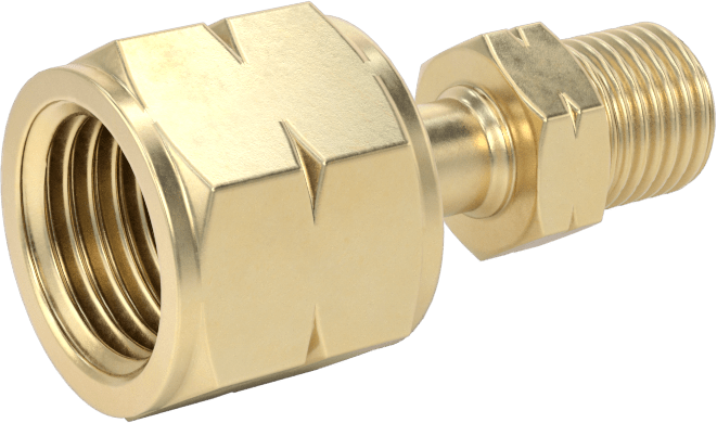 Sıkıştırılmış Gaz için Hortum Bağlantı Elemanı, CGA-023, 9/16"-18 Dişi x CGA-021, 3/8"-24 Erkek UNF