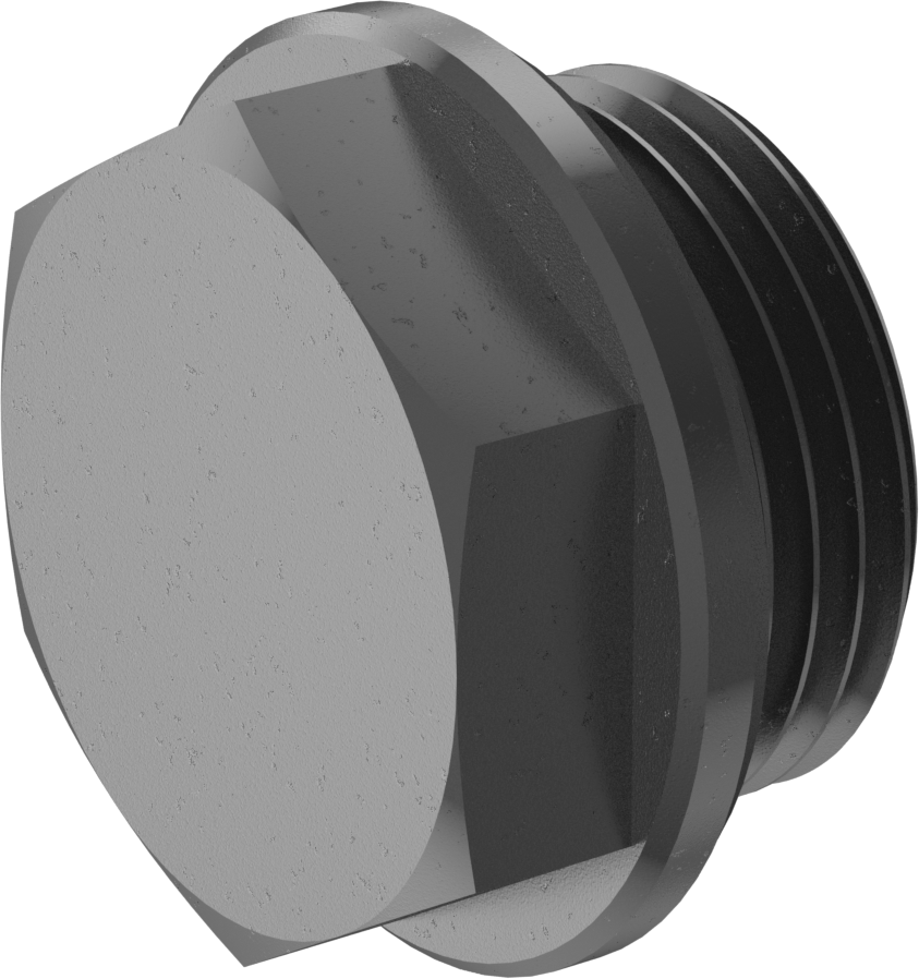 Altıgen Tahrikli ve Flanşlı Düşük Basınçlı Alüminyum Tapa, Siyah Eloksal, 1/2 Boru Boyutu, M20 x 1,5 mm Erkek Diş