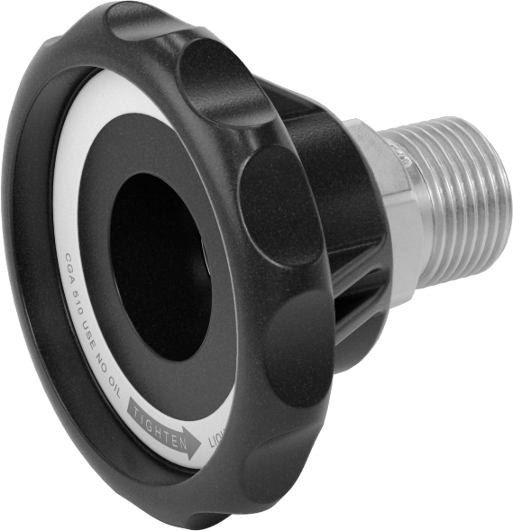 Sıkıştırılmış Gaz için Nipple Hortum Bağlantısı için Plastik Tutamaklı Erkek CGA 510 Somun
