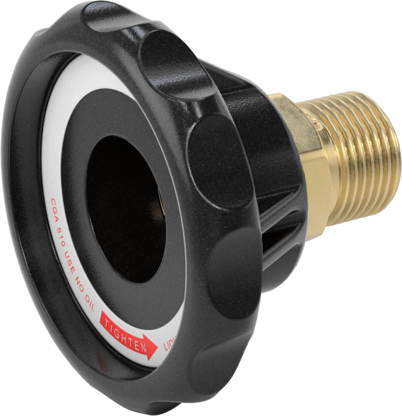 Sıkıştırılmış Gaz için Nipple Hortum Bağlantısı için Plastik Tutamaklı Erkek CGA 510 Somun