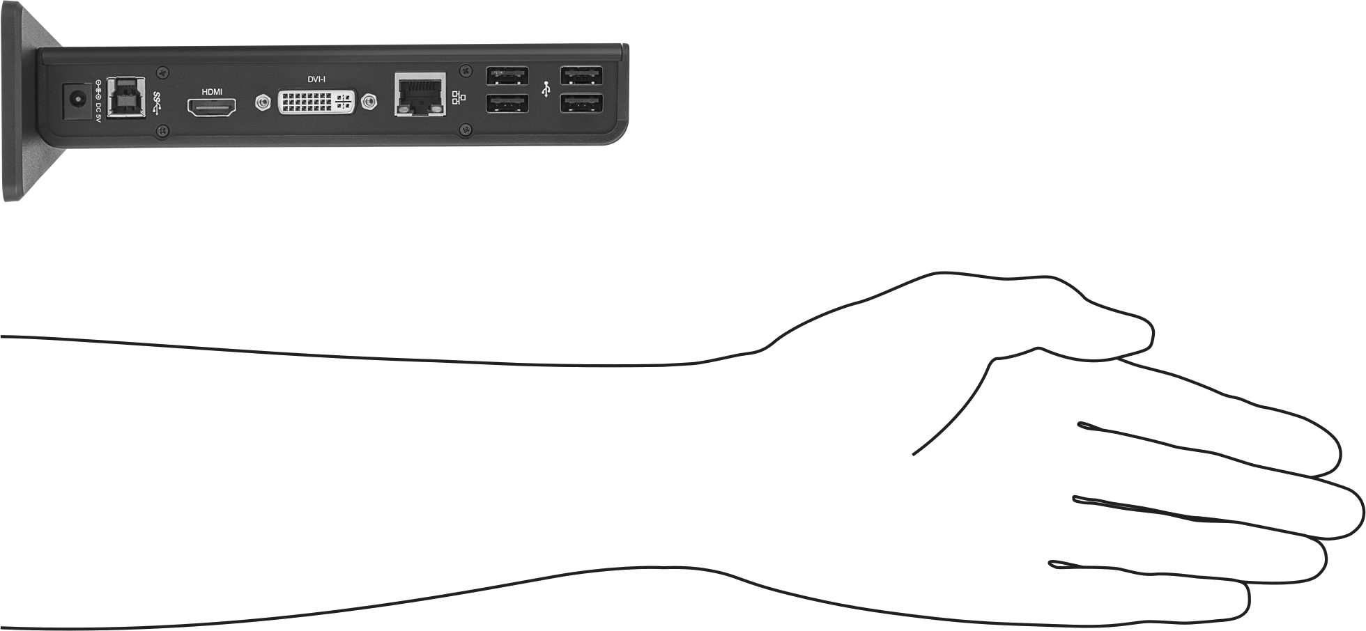 USB Standart 3.2 Gen 1 Hub, Dişi USB A ile Erkek USB A, DVI, HDMI, RJ45 ve Ses Bağlantısı