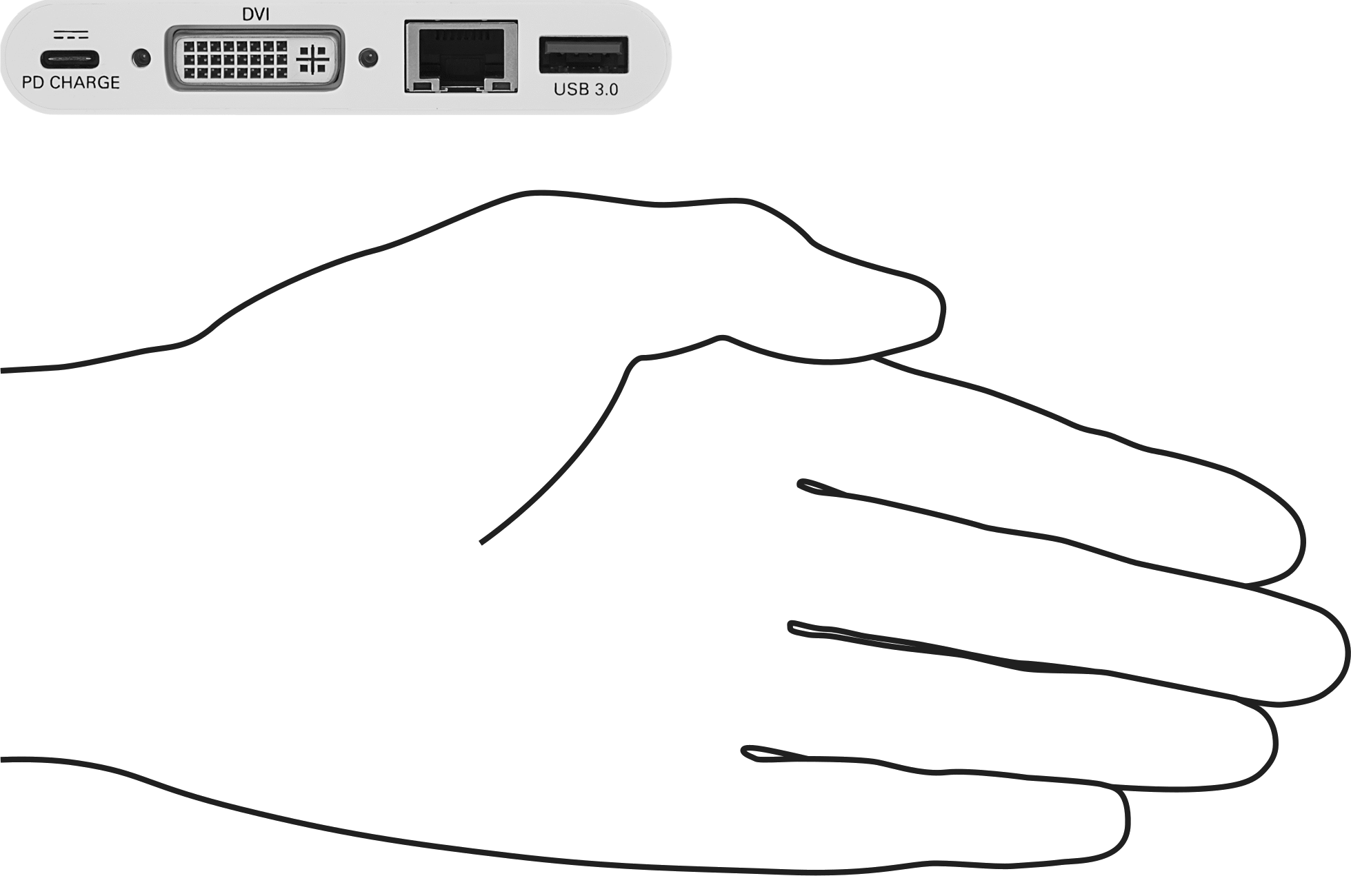 USB Standart 3.2 Gen 1 Hub, Dişi USB A ile Erkek USB C, USB C, DVI ve RJ45 Bağlantıları