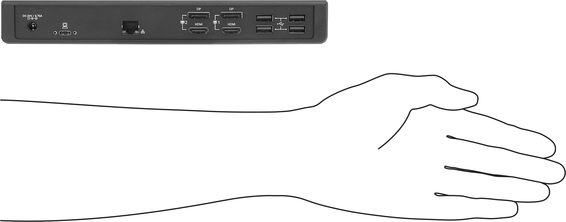 USB Standart 3.2 Gen 1 Hub, USB A ve C Erkek, Dişli A ve C, HDMI, Displayport, RJ45 ve Ses