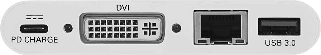 USB Standart 3.2 Gen 1 Hub, Dişi USB A ile Erkek USB C, USB C, DVI ve RJ45 Bağlantıları
