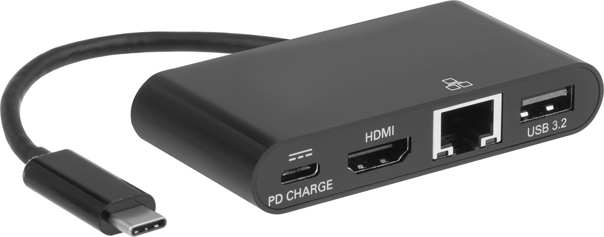 With Female USB-A, USB-C, Standard HDMI, and Ethernet RJ45 Connections