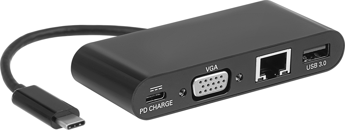 With Female USB-A, USB-C, Computer HD15, and Ethernet RJ45 Connections